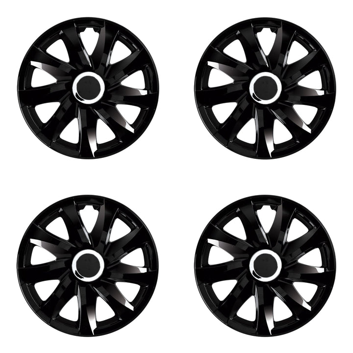 Universal hjulkapsler 16" DRIFT sort lak, trykmonterede, 4 stk.