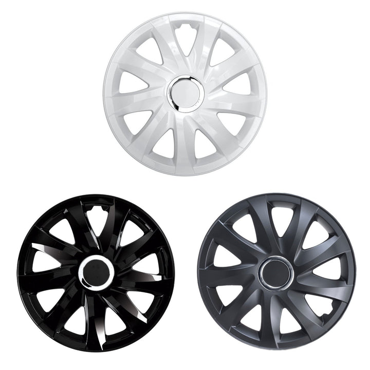 Universal hjulkapsler 16" DRIFT sort lak, trykmonterede, 4 stk.