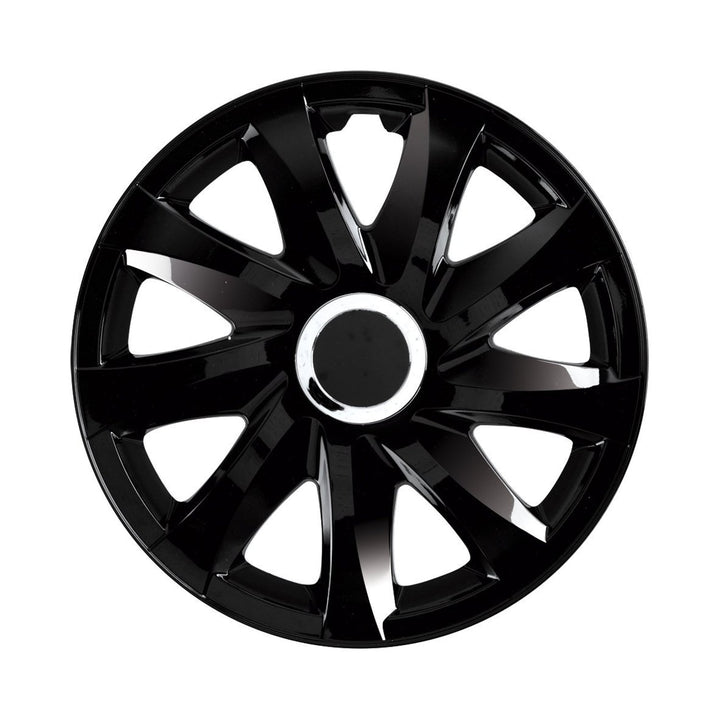 Universal hjulkapsler 16" DRIFT sort lak, trykmonterede, 4 stk.