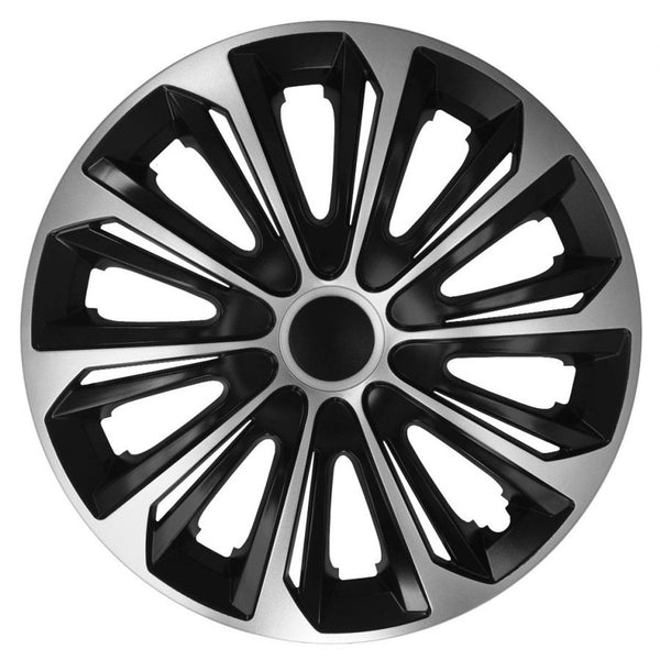 Universal hjulkapsler 15" NRM STRONG Duocolor sort-sølv 4 stk.