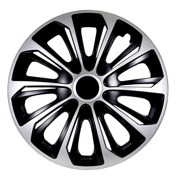 Universal hjulkapsler 16" NRM STRONG Duocolor sort-sølv 4 stk.