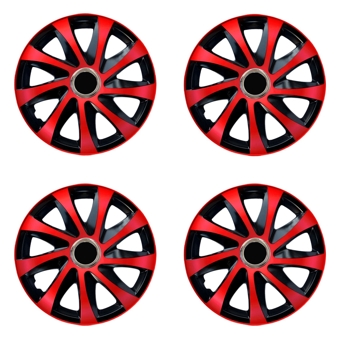 Universal hjulkapsler 15" NRM DRIFT Extra rød/sort 4 stk.