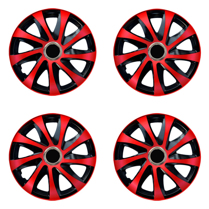 Universal hjulkapsler 15" NRM DRIFT Extra rød/sort 4 stk.
