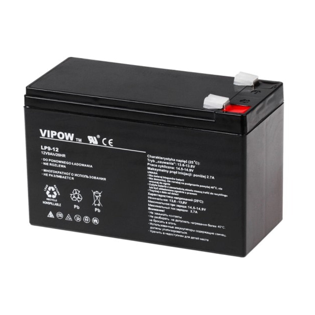 VIPOW gelbatteri, vedligeholdelsesfri, lang levetid, 12V 9Ah
