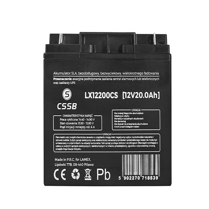 Gelbatteri LX12200 12V 20Ah Mål: 74 x 164 x 178 mm