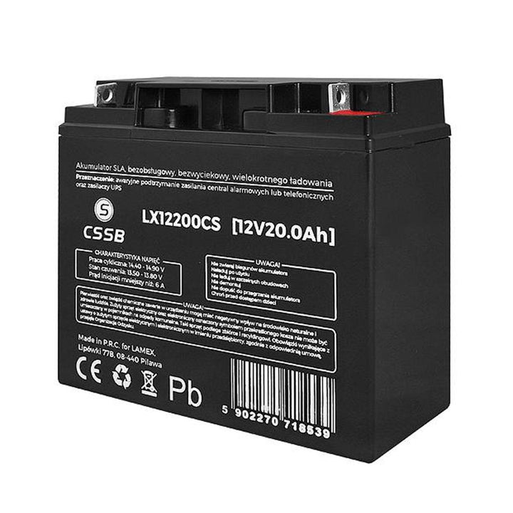 Gelbatteri LX12200 12V 20Ah Mål: 74 x 164 x 178 mm