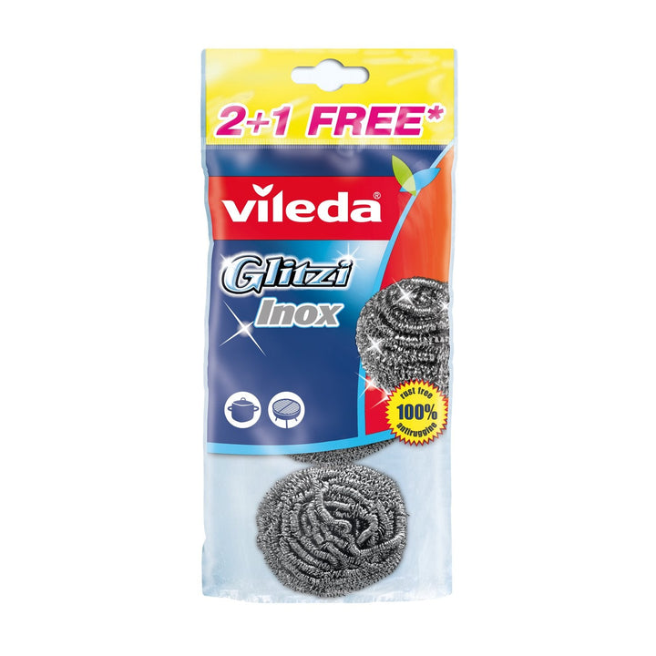Vileda Glitzi Spiral INOX rustfri stålskuresvamp, 3 stk.