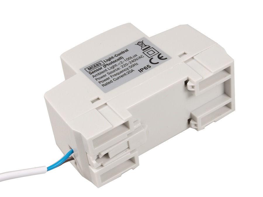 Maclean skumringsafbryder, til DIN-skinne, med ekstern sonde, 220-240 V/AC, 50 Hz, 20 A, MCE83