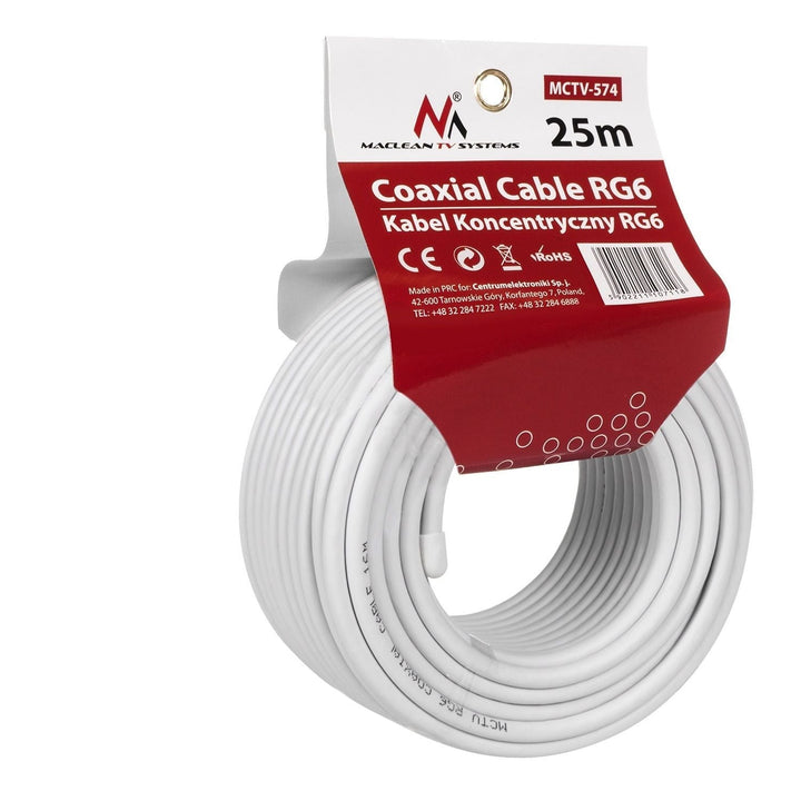 Satellitkoaksialkabel 1.0CCS RG6 25M Maclean MCTV-574