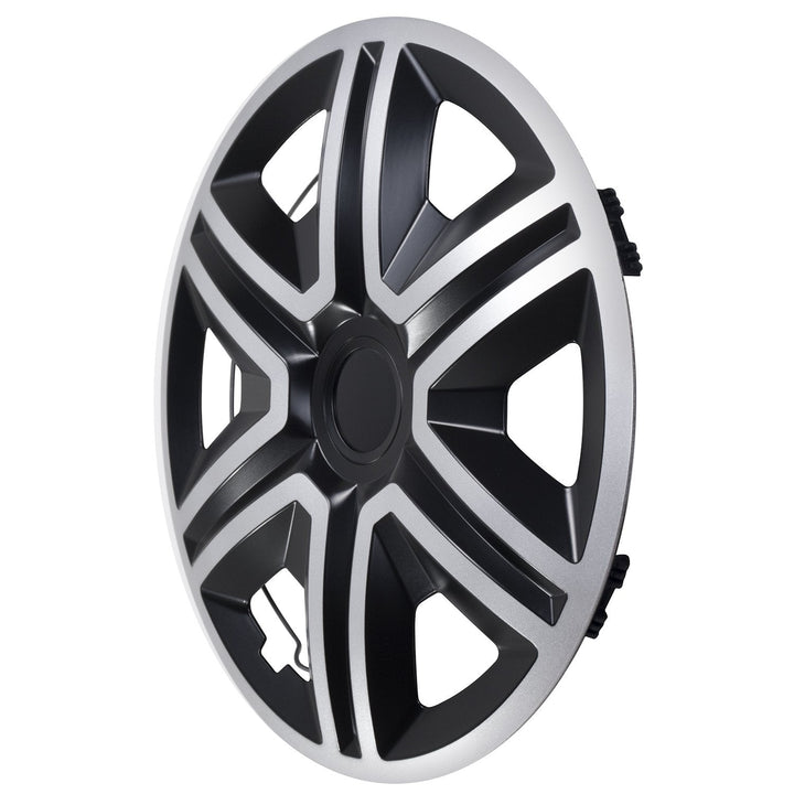 Universal hjulkapsler 15" NRM ACTION Doublecolor sølv/sort 4 stk.