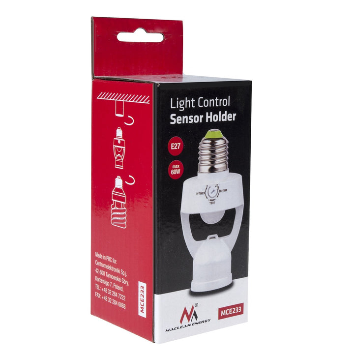 Pæreholder med Maclean-sensor, bevægelses- og skumringssensor, 360°, MCE233