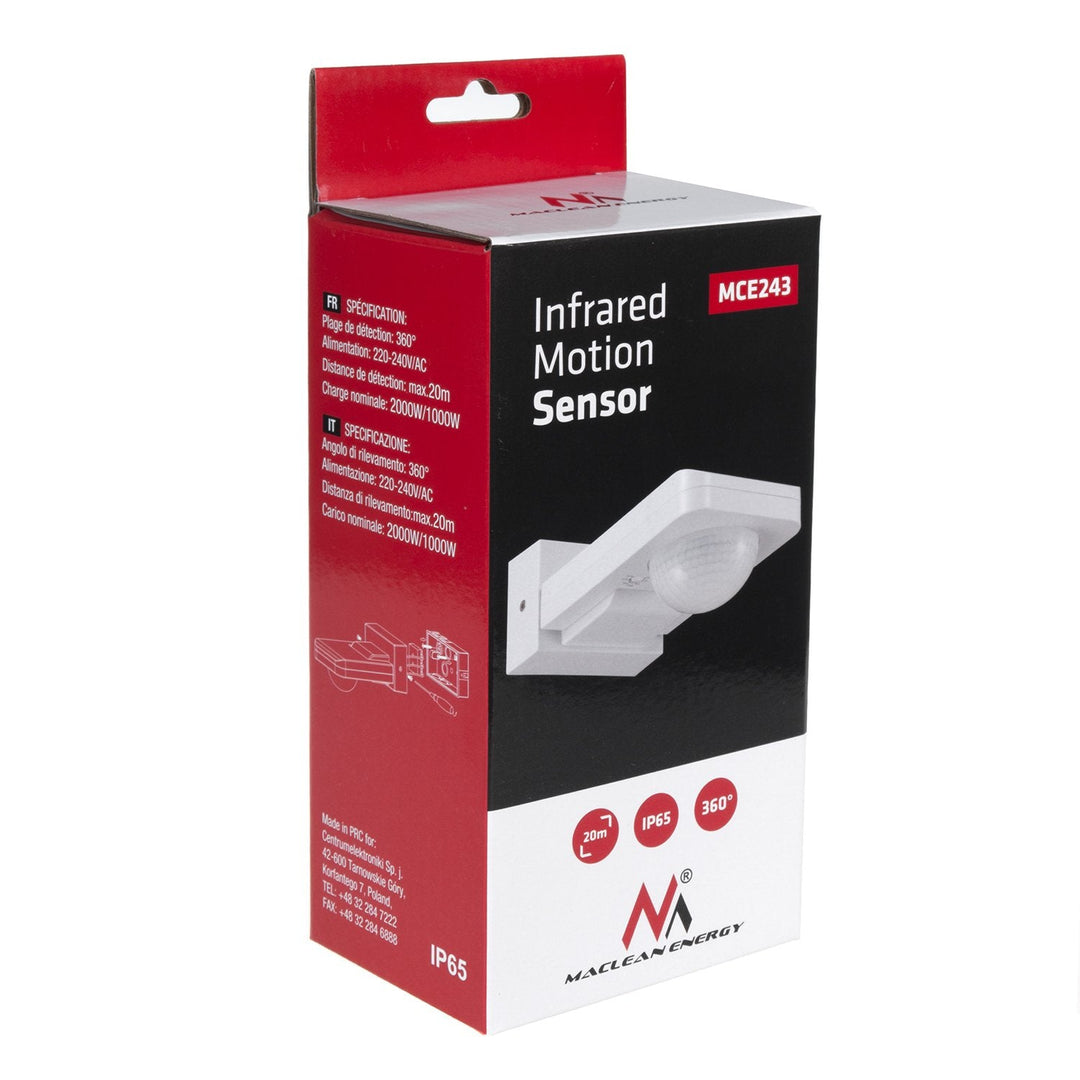 Infrarød bevægelsessensor IP65 maks. 2000 W MCE243 Maclean Energy