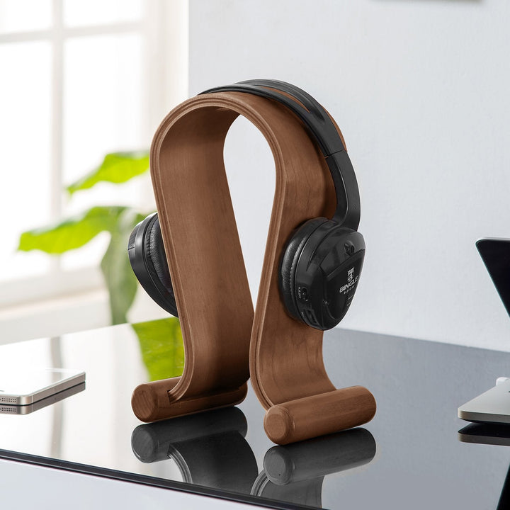 Maclean hovedtelefonholder, træ, valnød, MC-815W