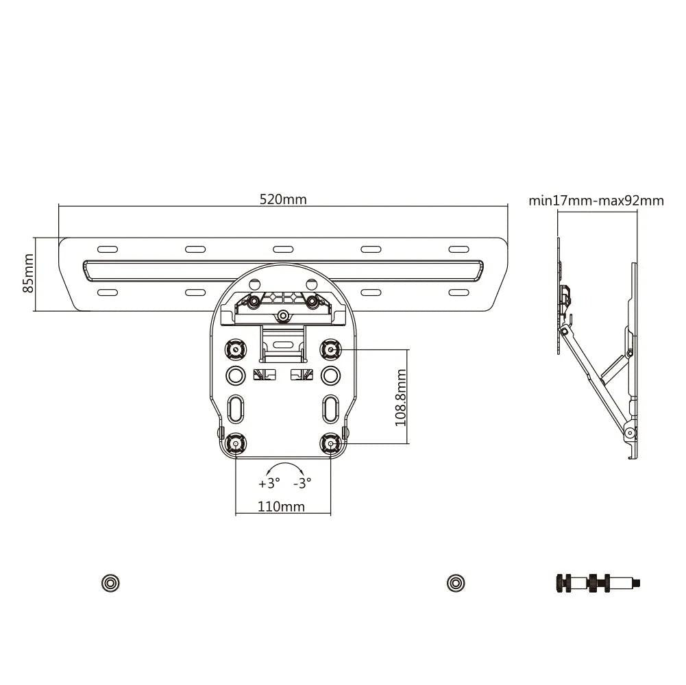 TV-beslag til QLED Q7/Q8/Q9 49"-65" Maclean MC-806 max. 50 kg Kompatibel med Samsung QLED-tv