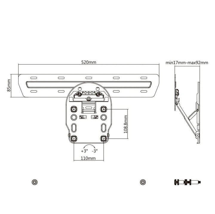 TV-beslag til QLED Q7/Q8/Q9 49"-65" Maclean MC-806 max. 50 kg Kompatibel med Samsung QLED-tv