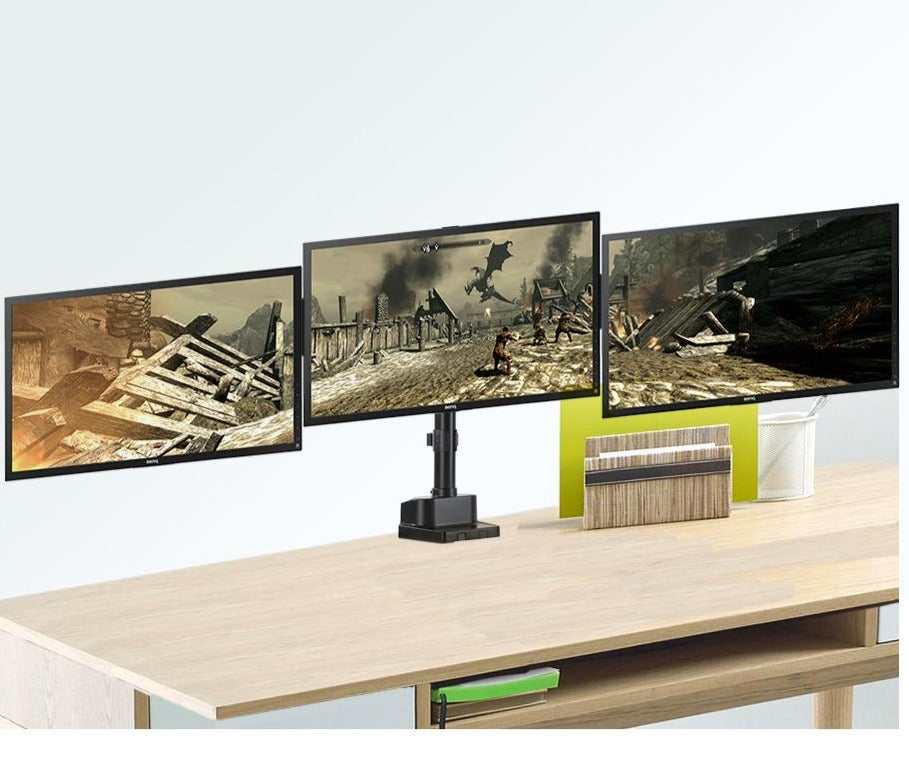 Maclean bordholder til 3 LCD-skærme, VESA 75x75 og 100x100, 2x USB 3.0, 17-27", 3x7 kg, MC-811