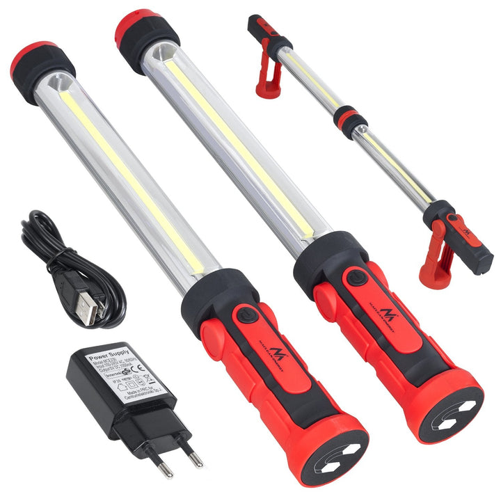 Værkstedslampe eller motorhjelmlampe LED XXL COB MCE230 Maclean Energy, 2 stk. lamper med mulighed for sammenkobling, to lysindstillinger, ophæng, magnet