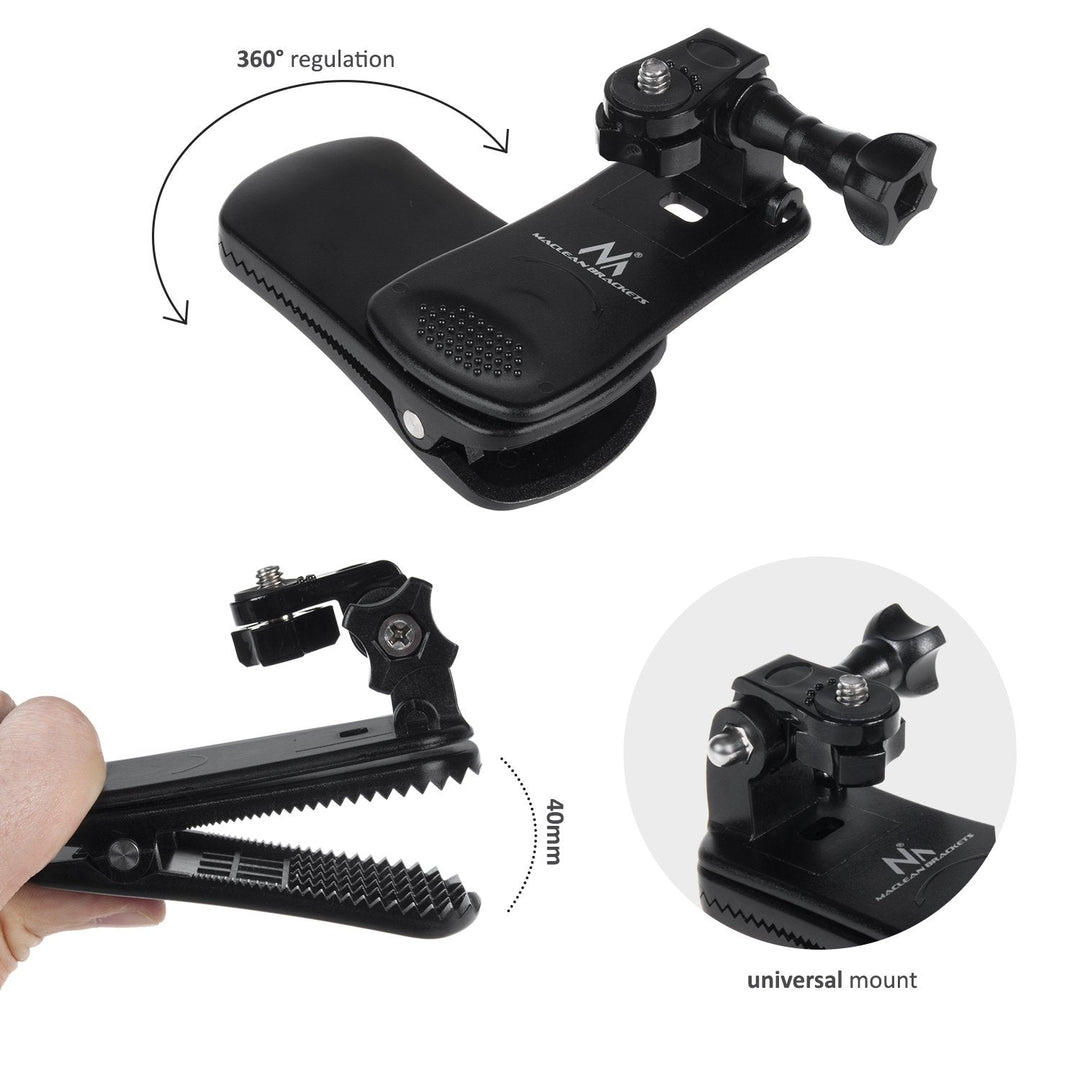 Universal clip, fastgørelse til GoPro-, Xiaomi-, Ekken-, SJCam- og andre kameraer Maclean MC-820