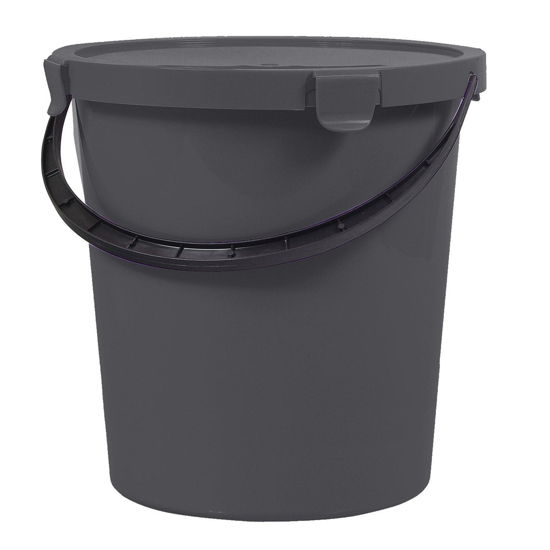 Spand med låg og håndtag Plast Team Berry 5L mørkegrå