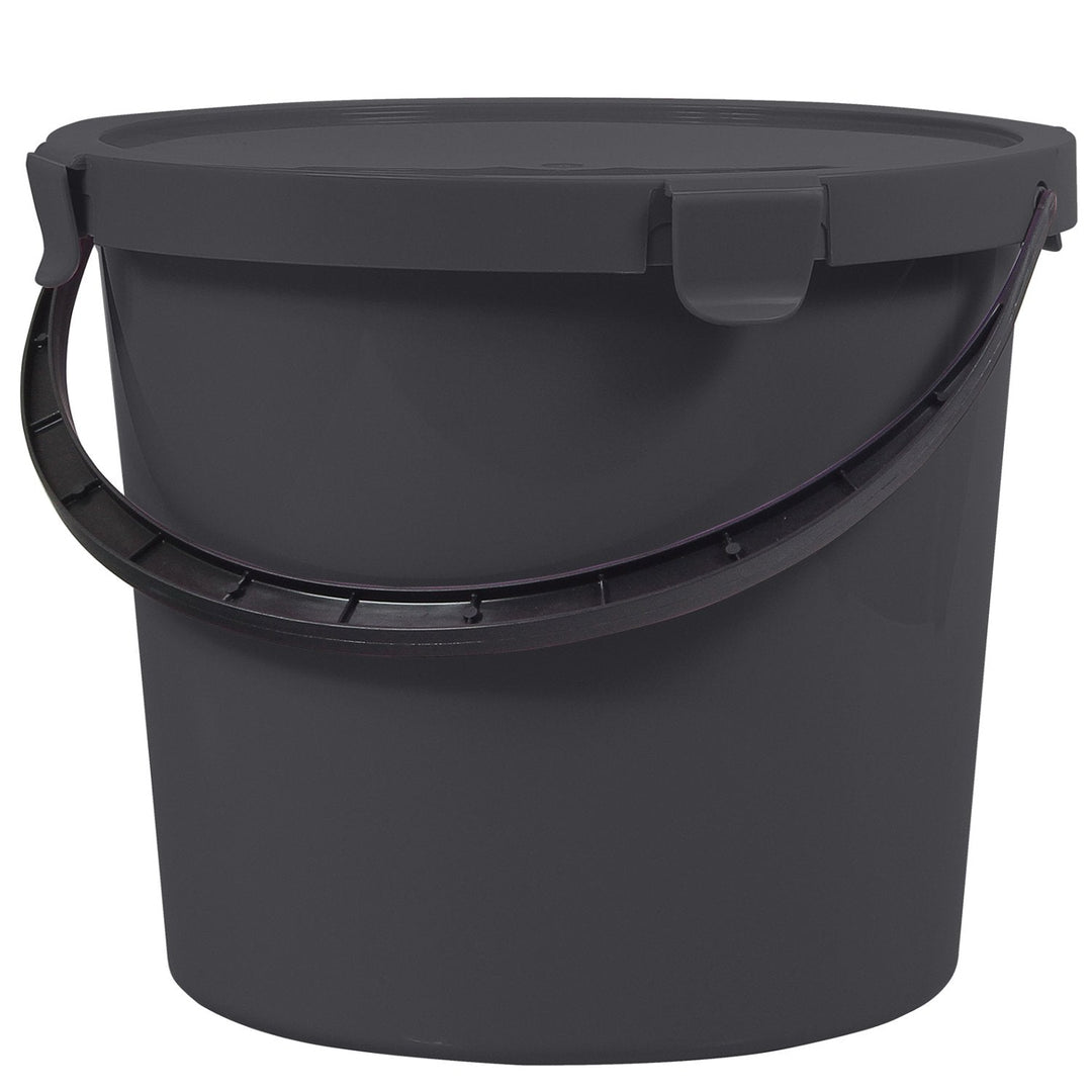 Spand med låg og håndtag Plast Team Berry 10L mørkegrå