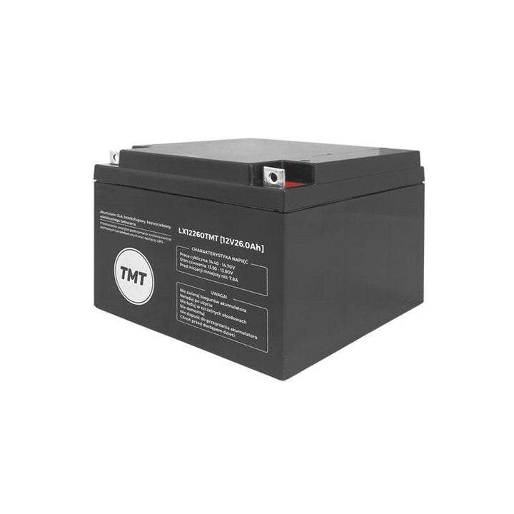 AGM GEL-BATTERI 12V 26Ah UPS VEDLIGEHOLDELSESFRI LX12260