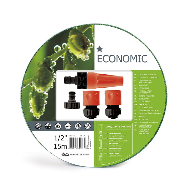 Cellfast Economic 10-101 havesæt, 15 m 1/2" slange plus sprinkler