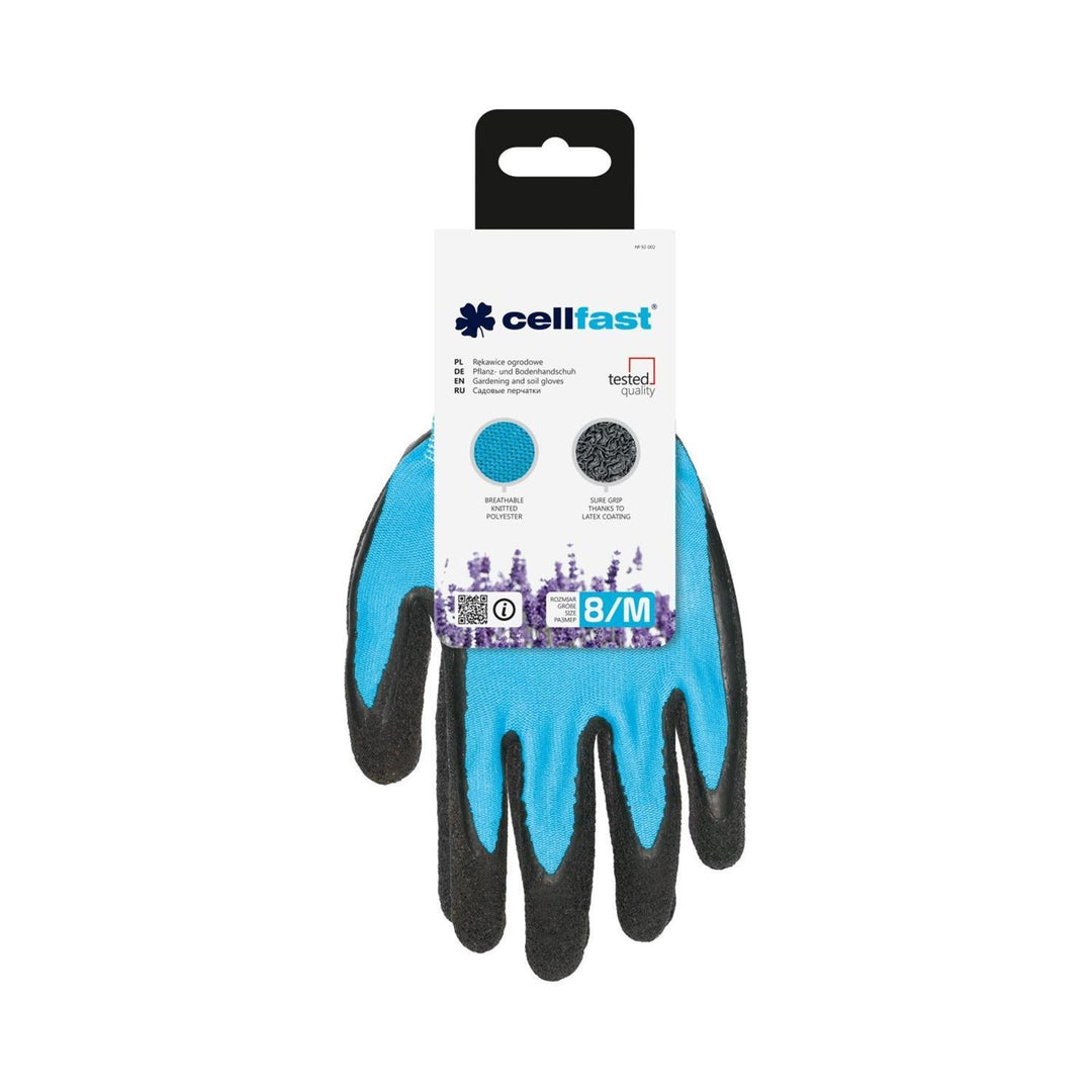 Lette CELLFAST havehandsker, størrelse 8/M, polyester, latex