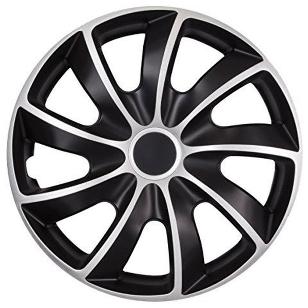 Universal hjulkapsler 13” NRM QUAD BICOLOR sort-sølv 4 stk.