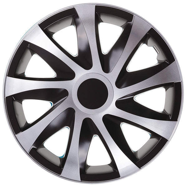 Universal hjulkapsler 13” NRM DRACO CS sort-sølv 4 stk.