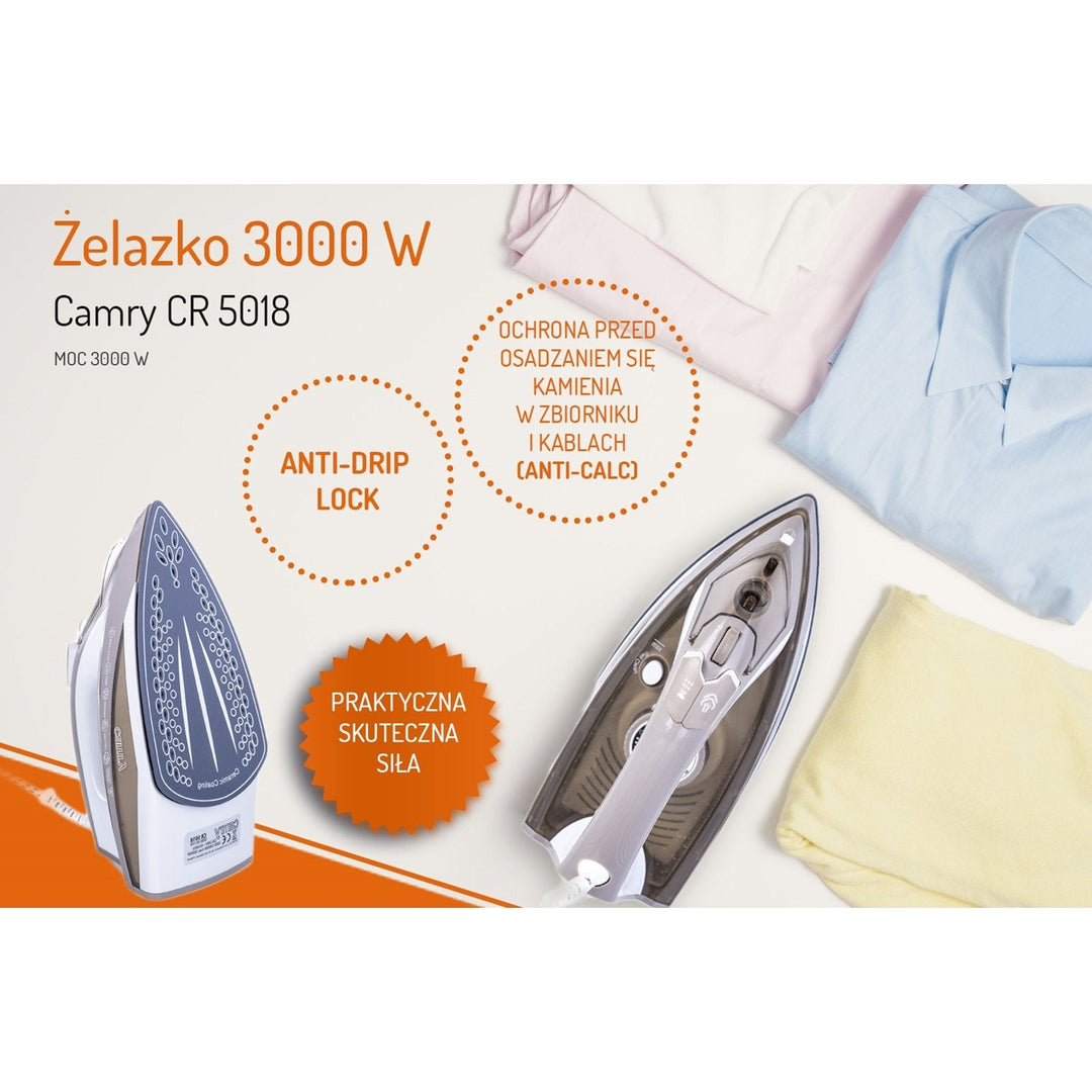 Camry CR 5018 Dampstrygejern 3000W ANTICALC ANTIDRIP
