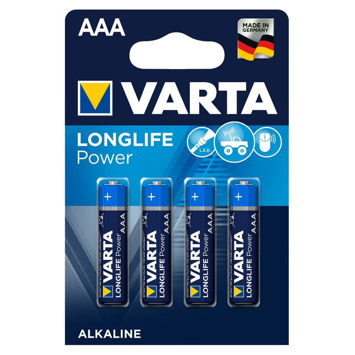 4x Varta Longlife Power AAA R3 LR3 alkaliske batterier
