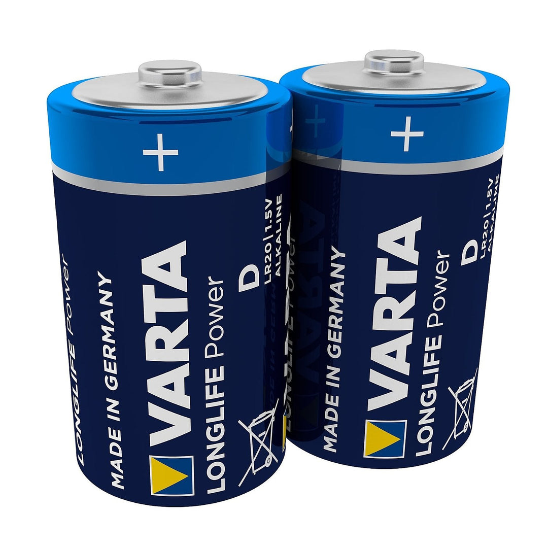 2x Varta Longlife Power R20 alkaliske batterier, høj kvalitet