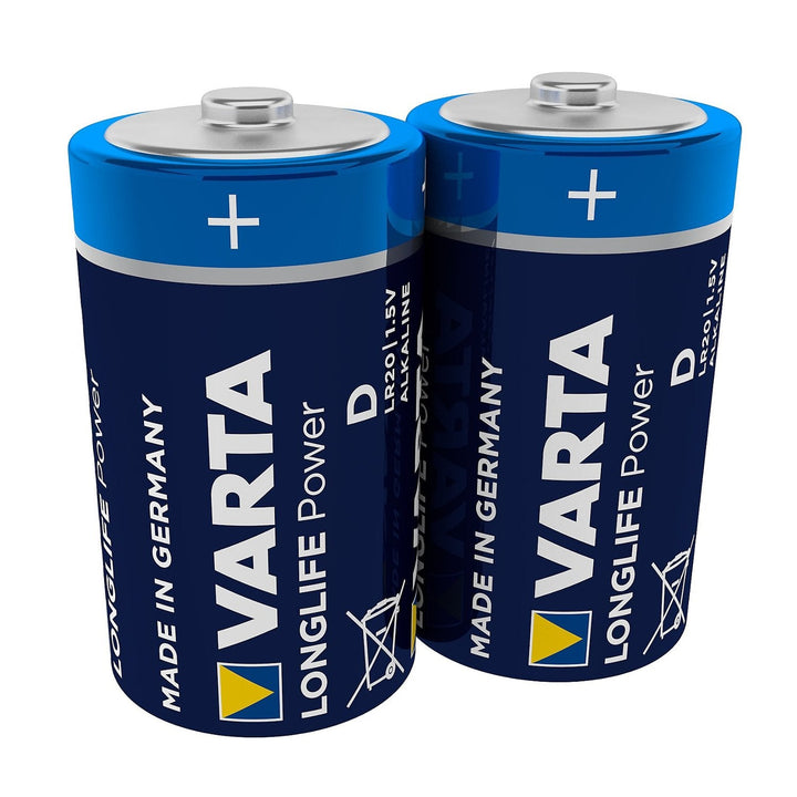 2x Varta Longlife Power R20 alkaliske batterier, høj kvalitet