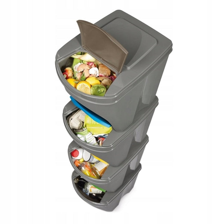 Sortibox 4x25L grå affaldssorteringskurv