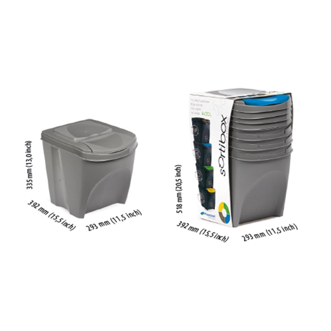 Sortibox 4x25L grå affaldssorteringskurv