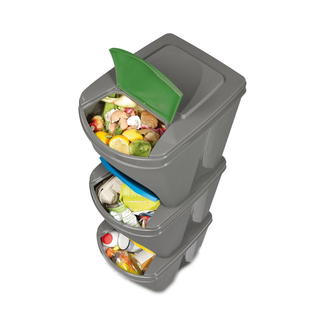 Sortibox affaldssorteringskurv 3x25L grå