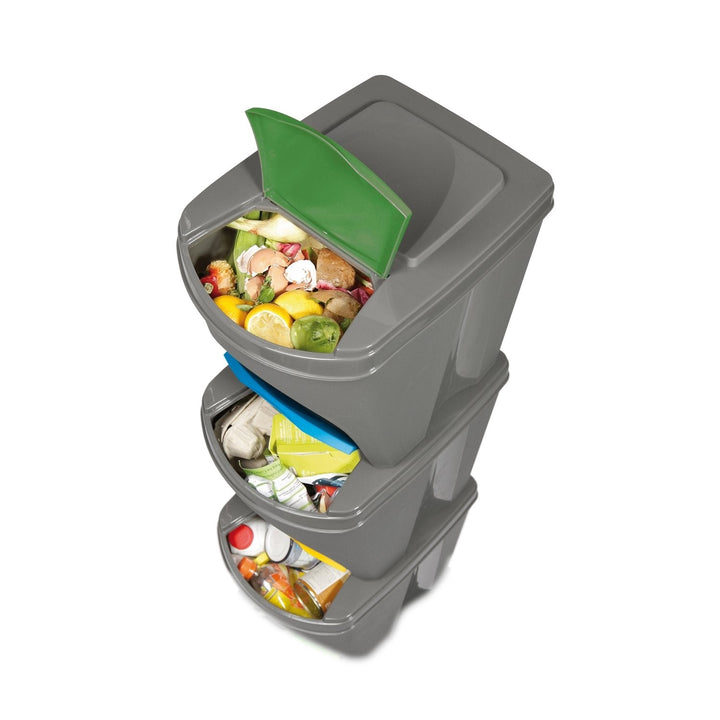 Sortibox affaldssorteringskurv 3x25L grå