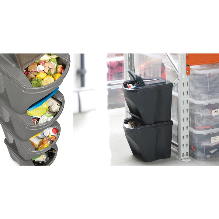 Sortibox affaldssorteringskurv 3x25L grå