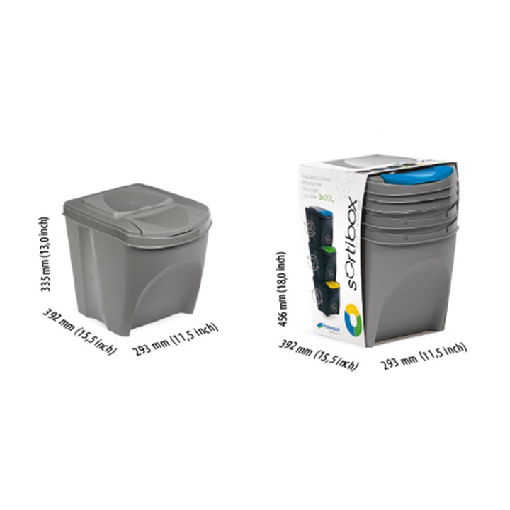 Sortibox affaldssorteringskurv 3x25L grå