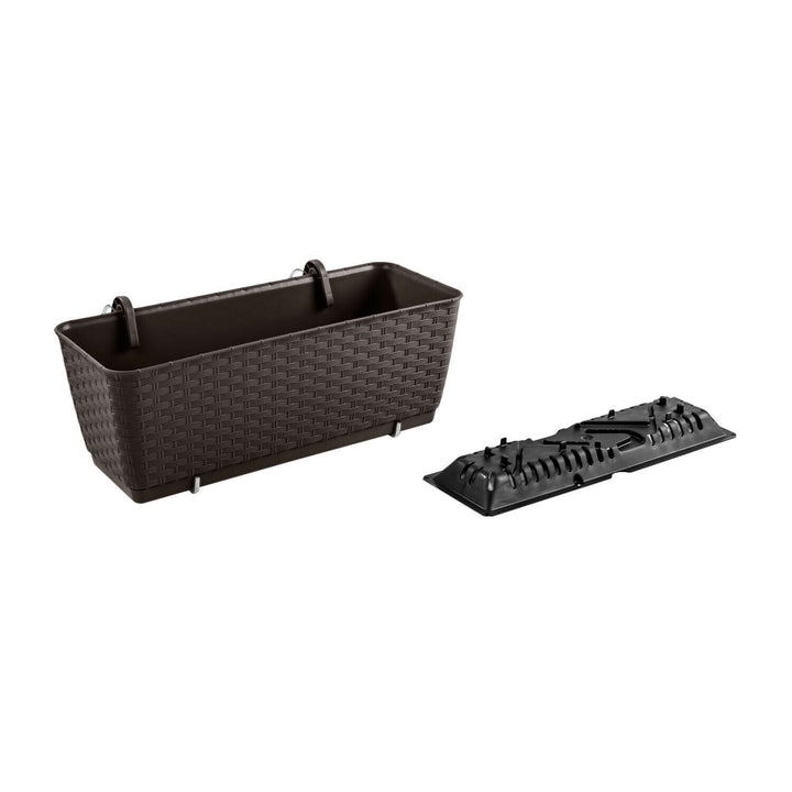 Rektangulær blomsterpotte med kroge Prosperplast Ratolla PW DRL400PW 440U umbra