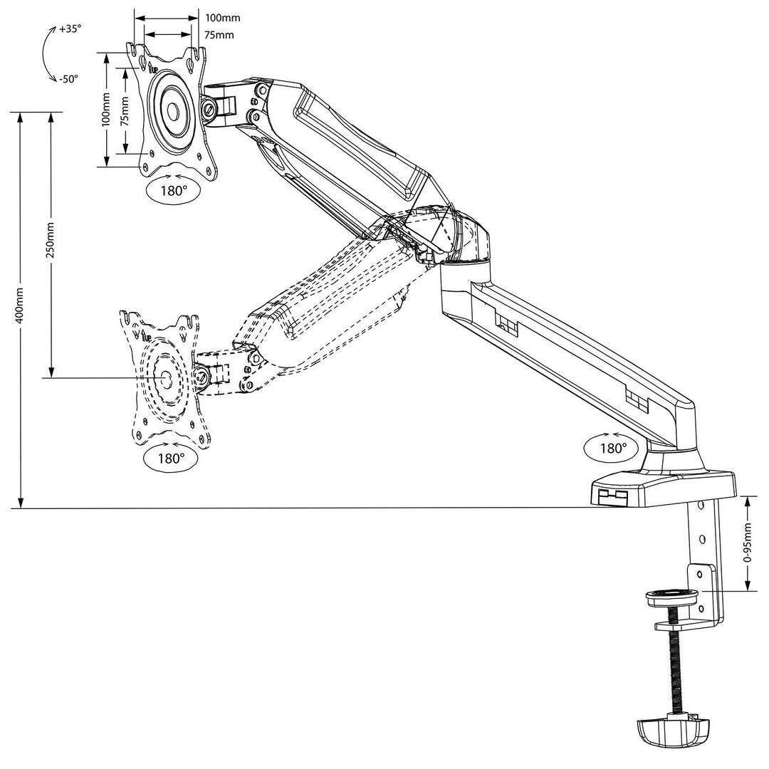 Monitorholder, sort Maclean MC-860 13"-27" 8 kg