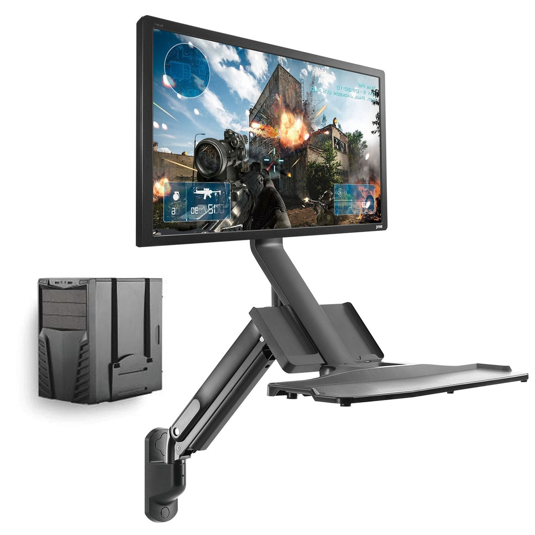 Vægbeslag til skærm og tastatur Maclean MC-838 med gasfjeder og beslag til computer/CPU 17"-32" 9 kg
