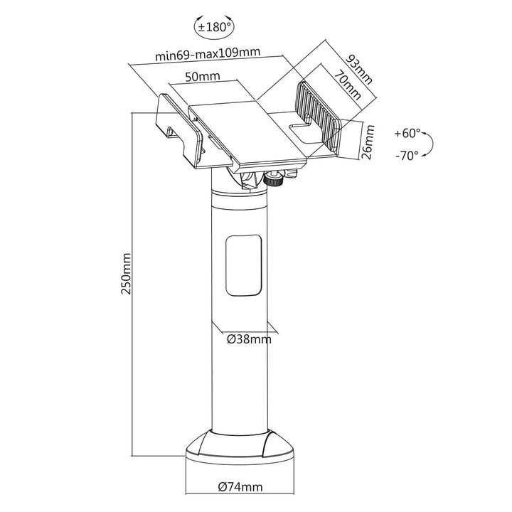 Betalingsterminalholder, universal POS Maclean Brackets MC-847