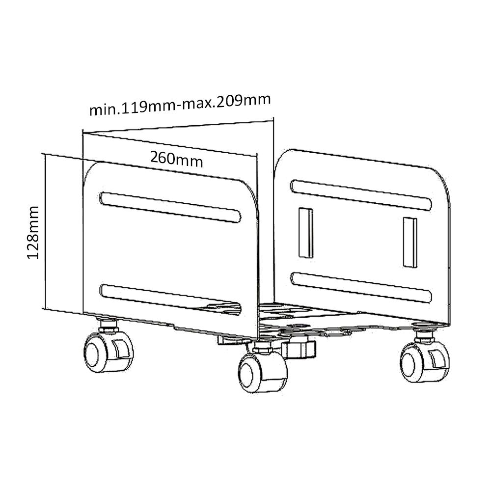 Vogn med holder til computer CPU på hjul MC-851 10 kg maks.
