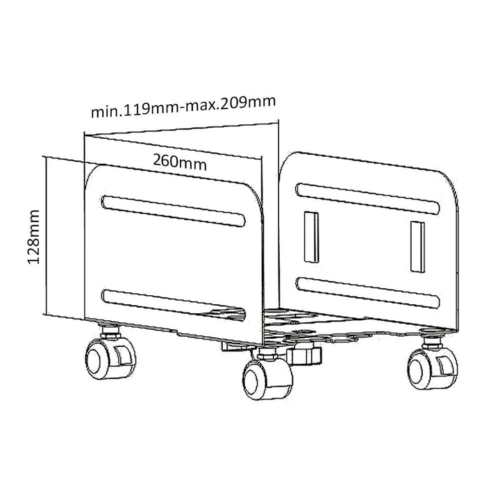Vogn med holder til computer CPU på hjul MC-851 10 kg maks.