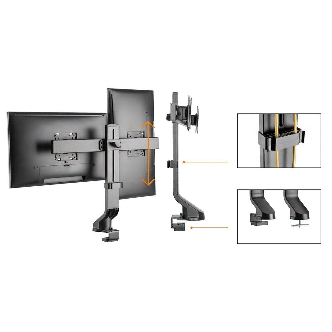 Holder til to skærme / dobbelt 17"-27" 14 kg Maclean MC-854 VESA 75x75 100x100 passer til MC-848 og MC-849