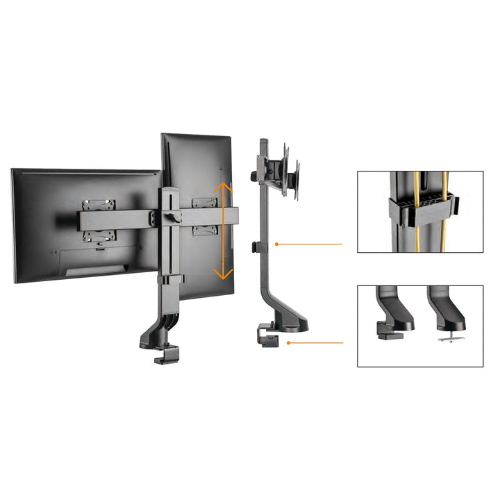 Holder til to skærme / dobbelt 17"-27" 14 kg Maclean MC-854 VESA 75x75 100x100 passer til MC-848 og MC-849