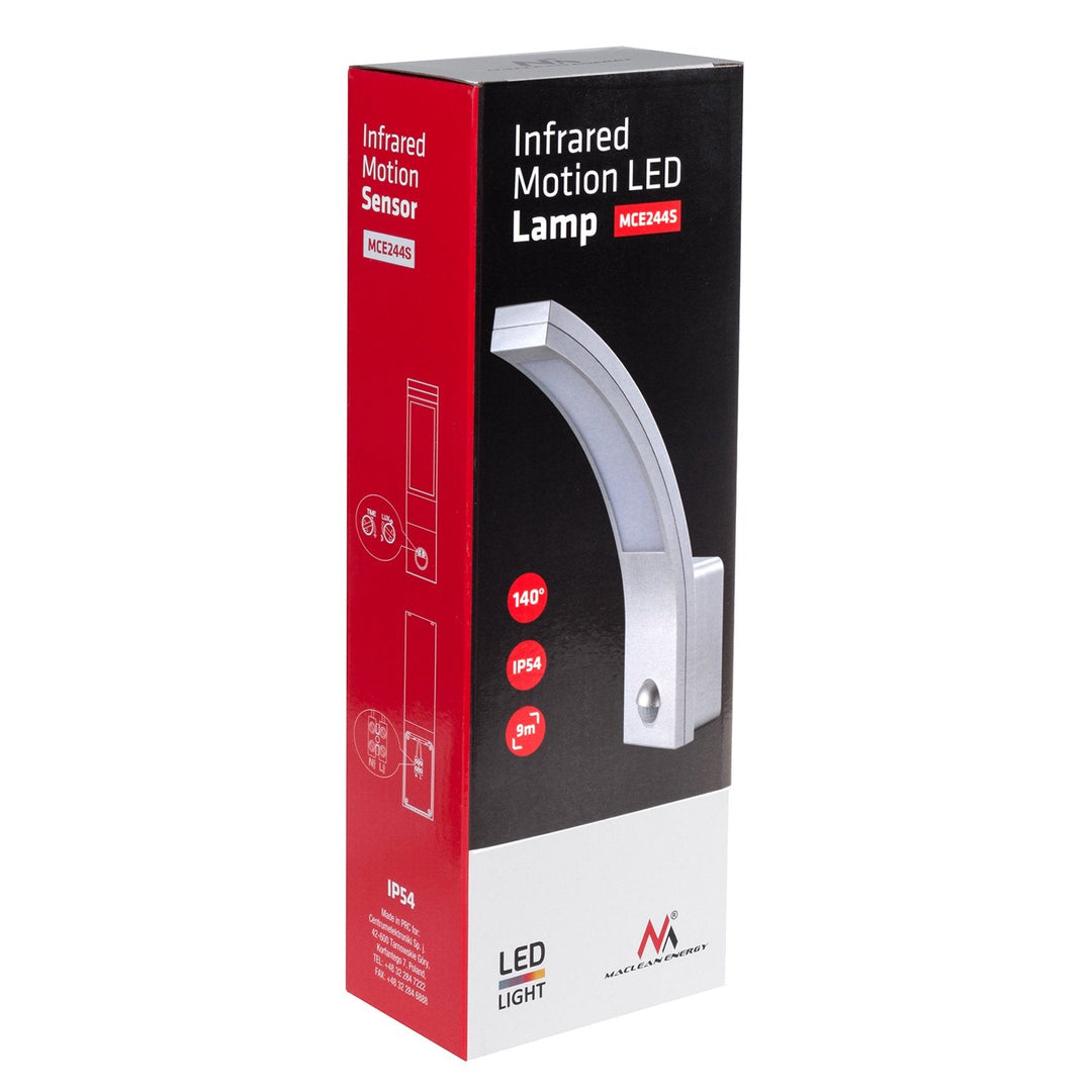 LED-lampe med infrarød bevægelsessensor MCE244 S 750 lm 10 W IP54 Maclean Energy, sølvfarvet