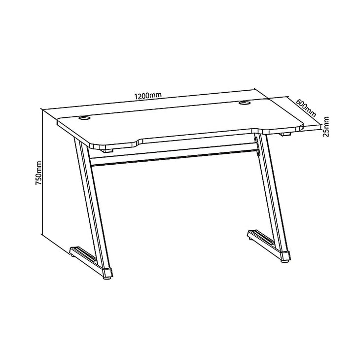 Gaming-skrivebord, sort NanoRS RS120, maks. 50 kg, højde 750 mm
