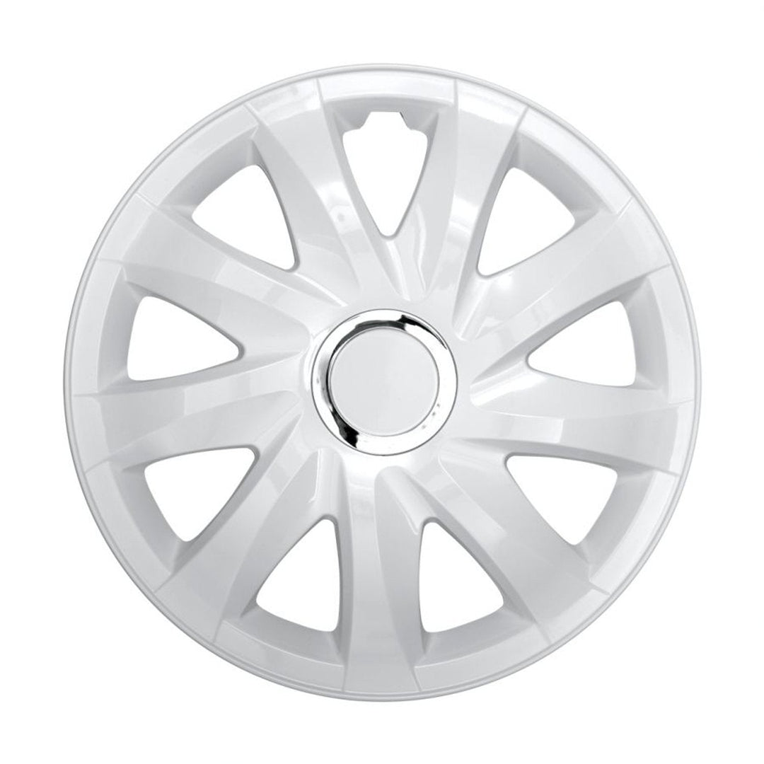 Universal hjulkapsler 14" NRM DRIFT hvid lak, trykmonterede, 4 stk.
